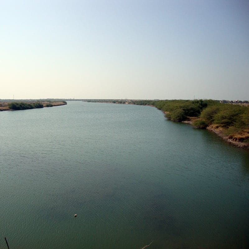 Bhadar river, which flows past the textile-printing town of Jetpur