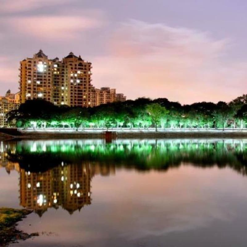 Upvan Lake against the Yeoor hills, Thane